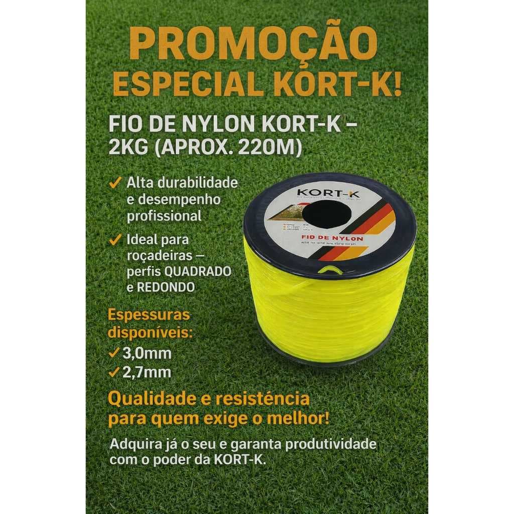 Rolo Fio Nylon 220 Mts Quadrado 3mm Roçadeira Aparar Grama todas as marcas de roçadeiras a gasolina