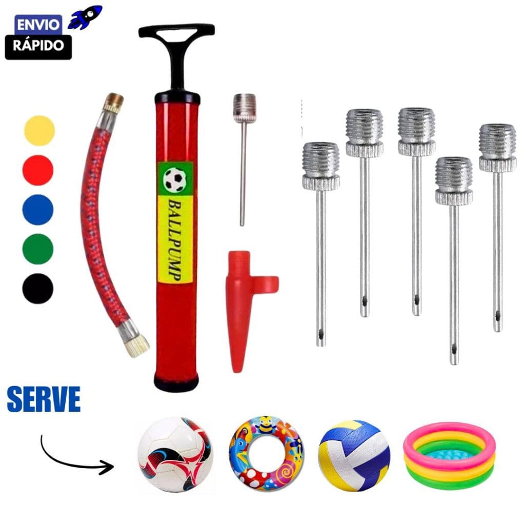 Bomba de Ar com Acessórios Bicos de Metal para Encher  Bolas Bico Encher Infláveis