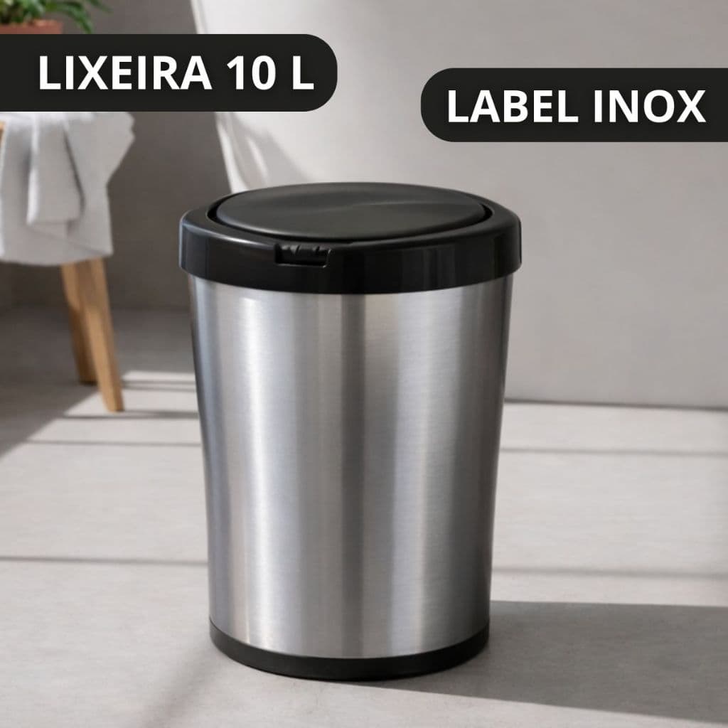 Lixeira Cesto de Lixo 10 Litros Tampa Click Para Banheiro Cozinha Escritório Quarto