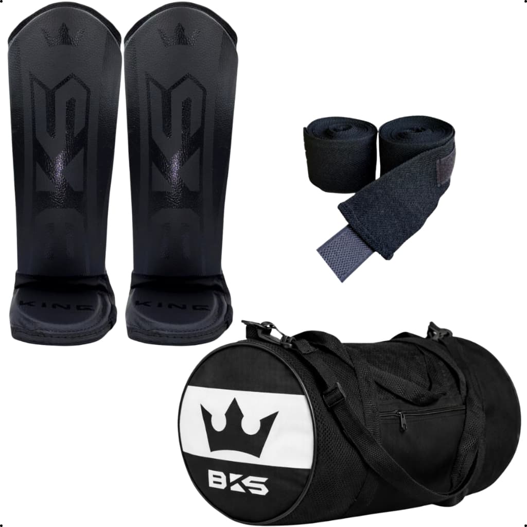 Caneleira Muay Thai Kickboxing Protetor De Canela + Bolsa Com Bolso + Bandagem 3 ou 5 Metros