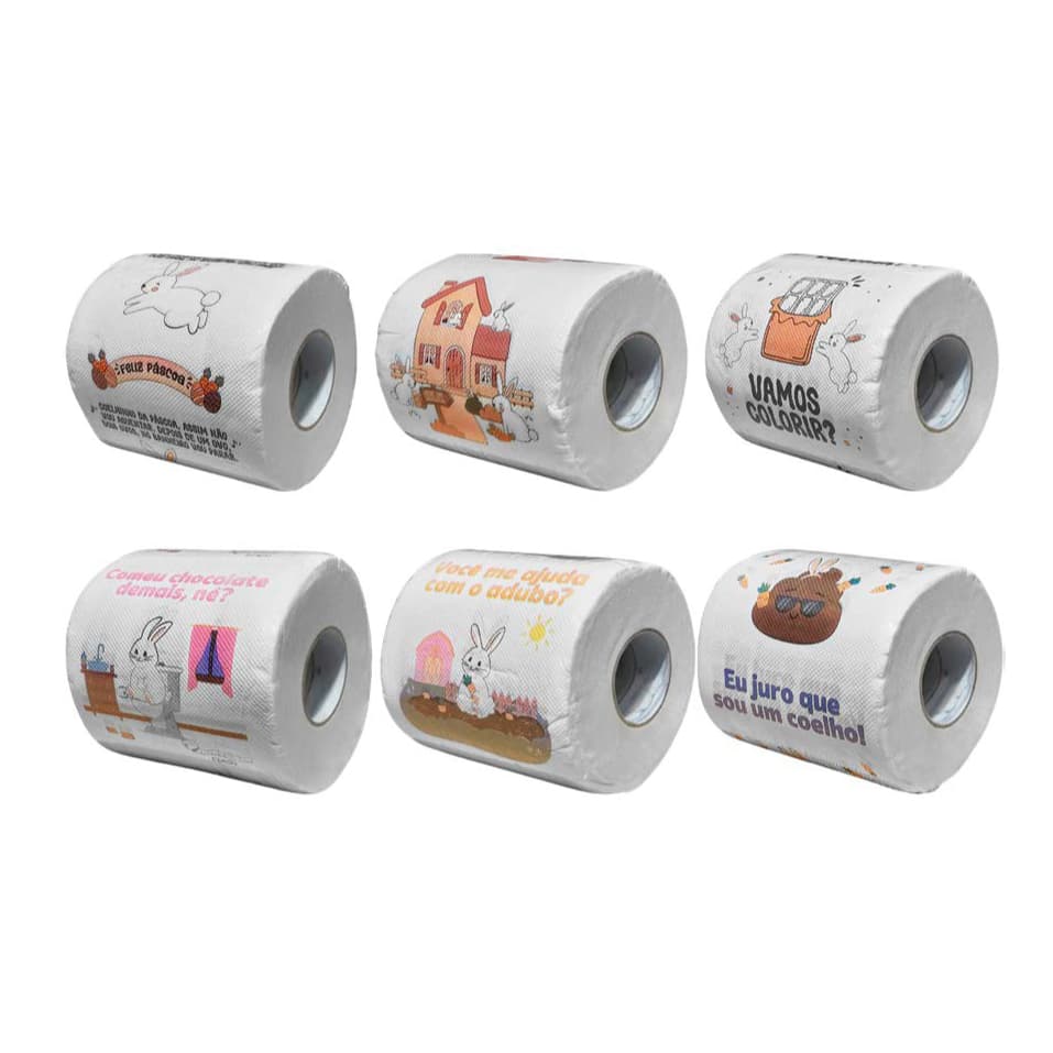 Kit 02 Papel Higiênico Com Estampa Cocô Natal/Pascoa Decoração