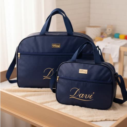 Kit 2 Bolsa Maternidade Personalizável Menino/a Espaçosa
