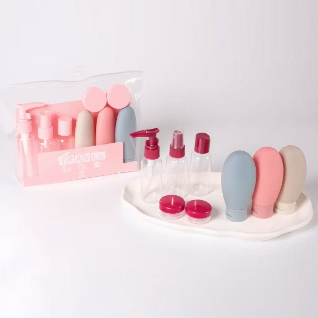 Conjunto Portátil de Viagem P/Cosméticos e Higiene–Frascos Potes e Bolsa Organizadora