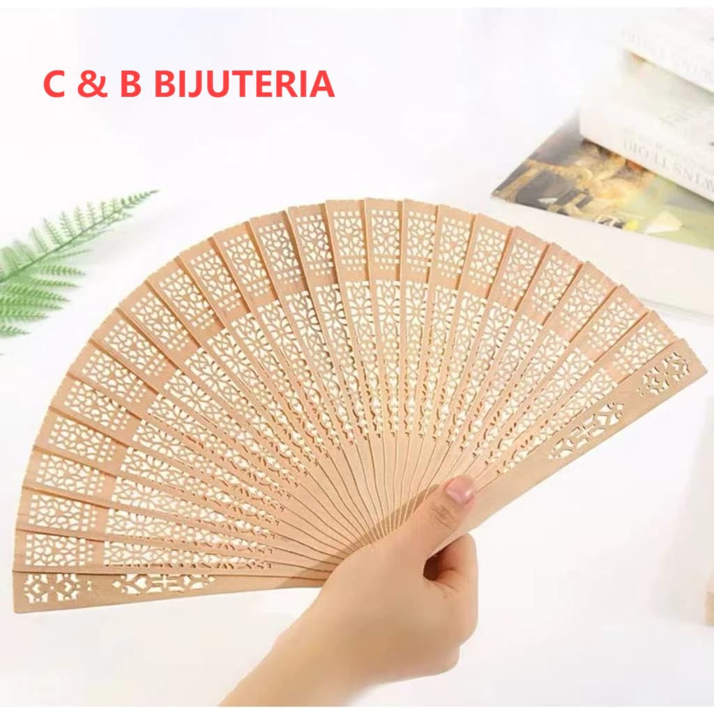 Kit 12 Pcs Leques De Mão - Madeira Natural tipo Bambu - Ideal Para Lembrancinha Festa Casamento