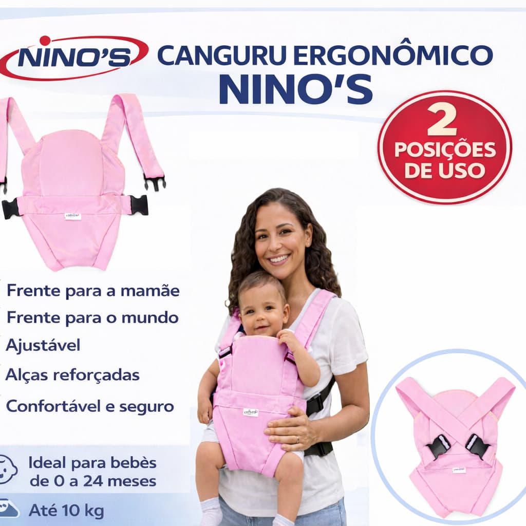 Canguru Ergonômico Para Bebês - Duas Posições - Ninos