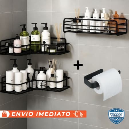 Prateleiras para Banheiro Suporte Organizador de Parede Autoadesivo Porta Shampoo, Sabonete, Papel