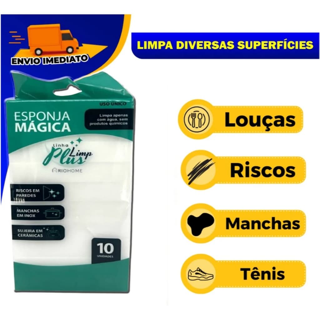 Esponja Mágica Multiuso Kit 10 20 30 Removedor de Manchas Limpeza Pesada Cozinha Parede