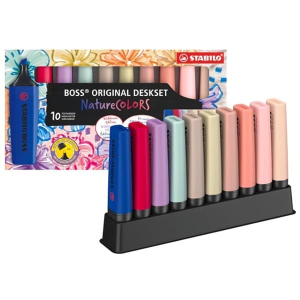 MARCA TEXTO STABILO BOSS NATURE COLORS WILDFLOWER COM 10 CORES