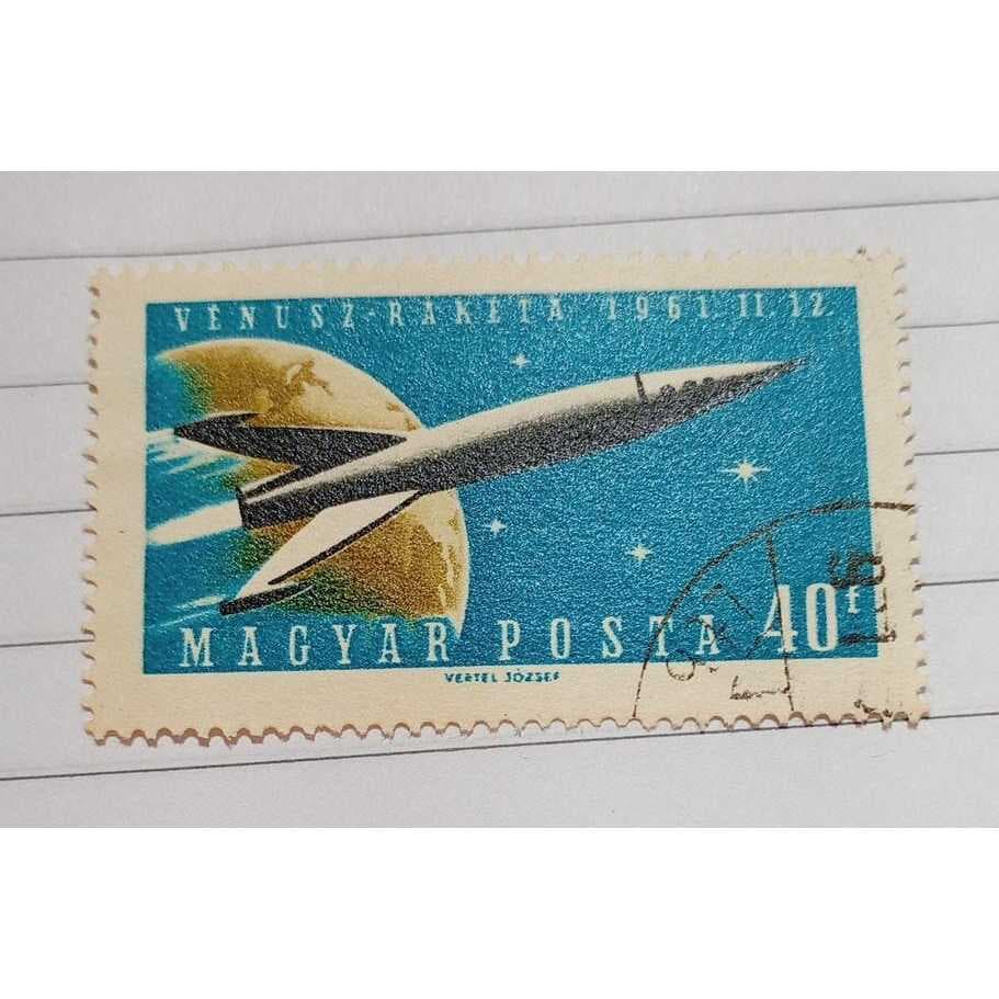 Selo Hungria – 40 Fillér – Vênus 1961 – Foguete Espacial