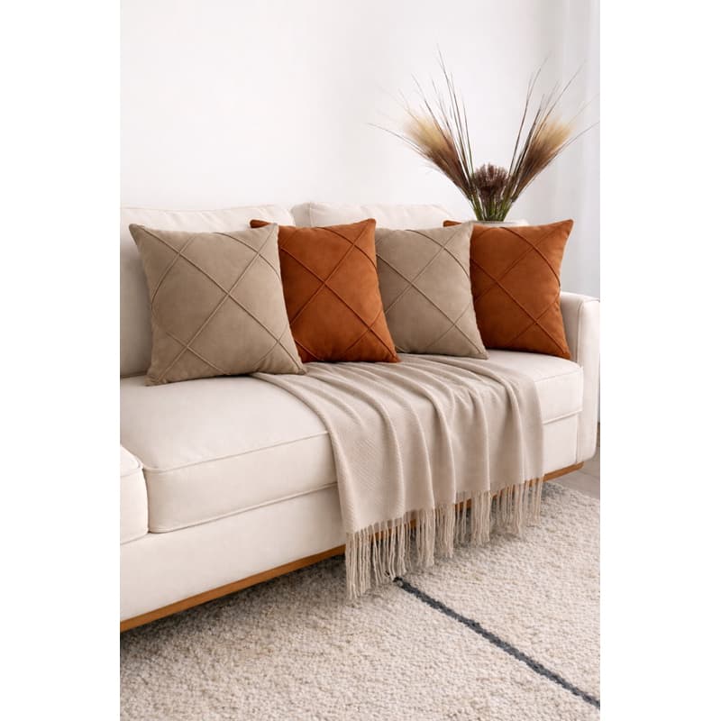 Kit 4 Capas De Almofada Decorativas em suede 45x45 Drapeada