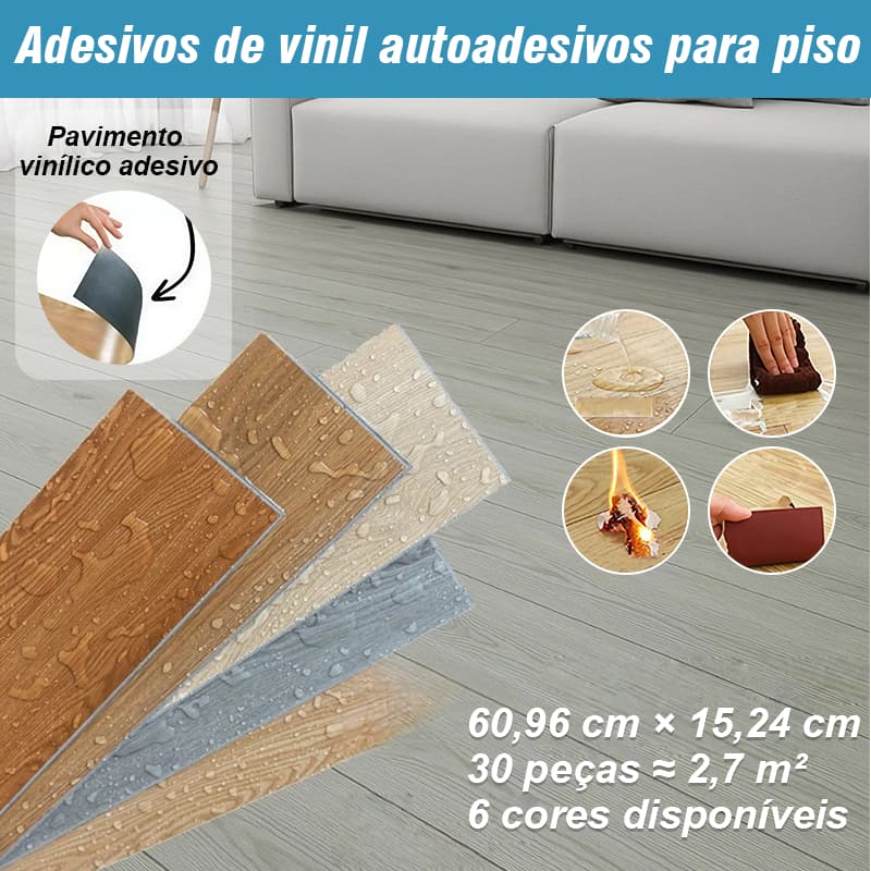 30/60/90 Peças Piso Painel Revestimento Vinílico Adesivo Lavável Madeira 60,96x15,24CM