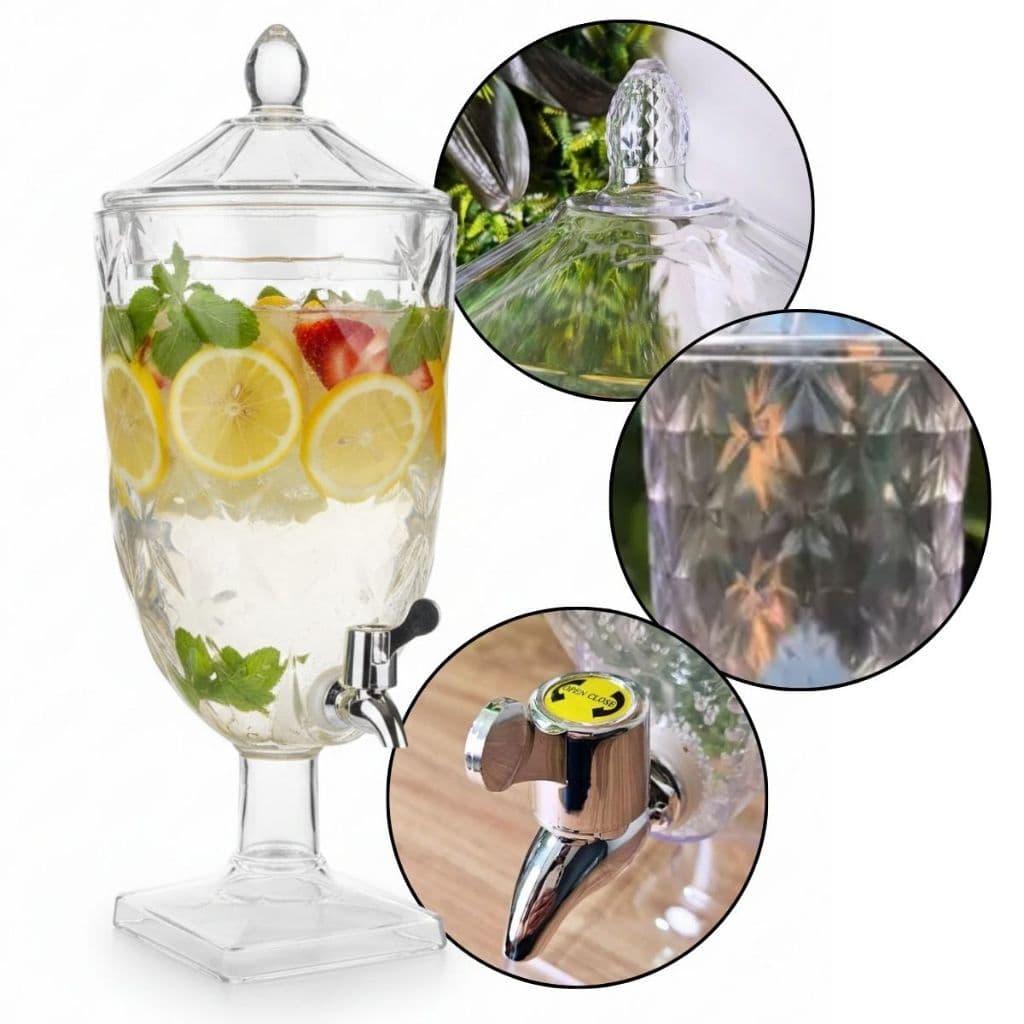 Suqueira Cristal Jarra De Bebidas Suco Água Saborizada Diamond Premium 4.5L Acrílico Transparente