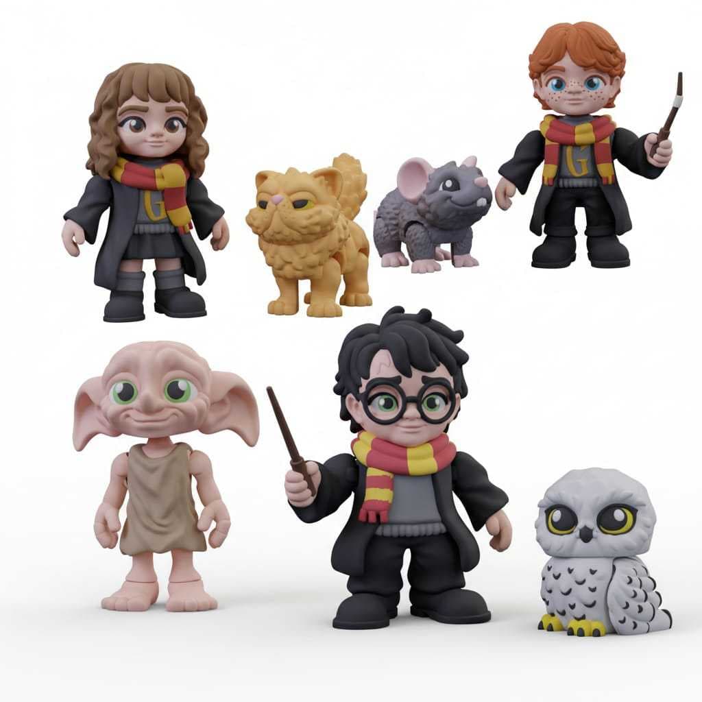 Harry Potter Kit Bonecos Articulados Chibi com Mascotes Coleção Geek Presente Criativo Infantil