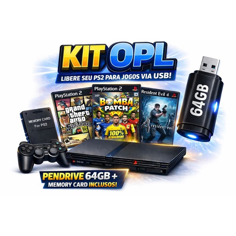 Memory card opl + pendrive 64 Gb compativel Ps2  envio imediato