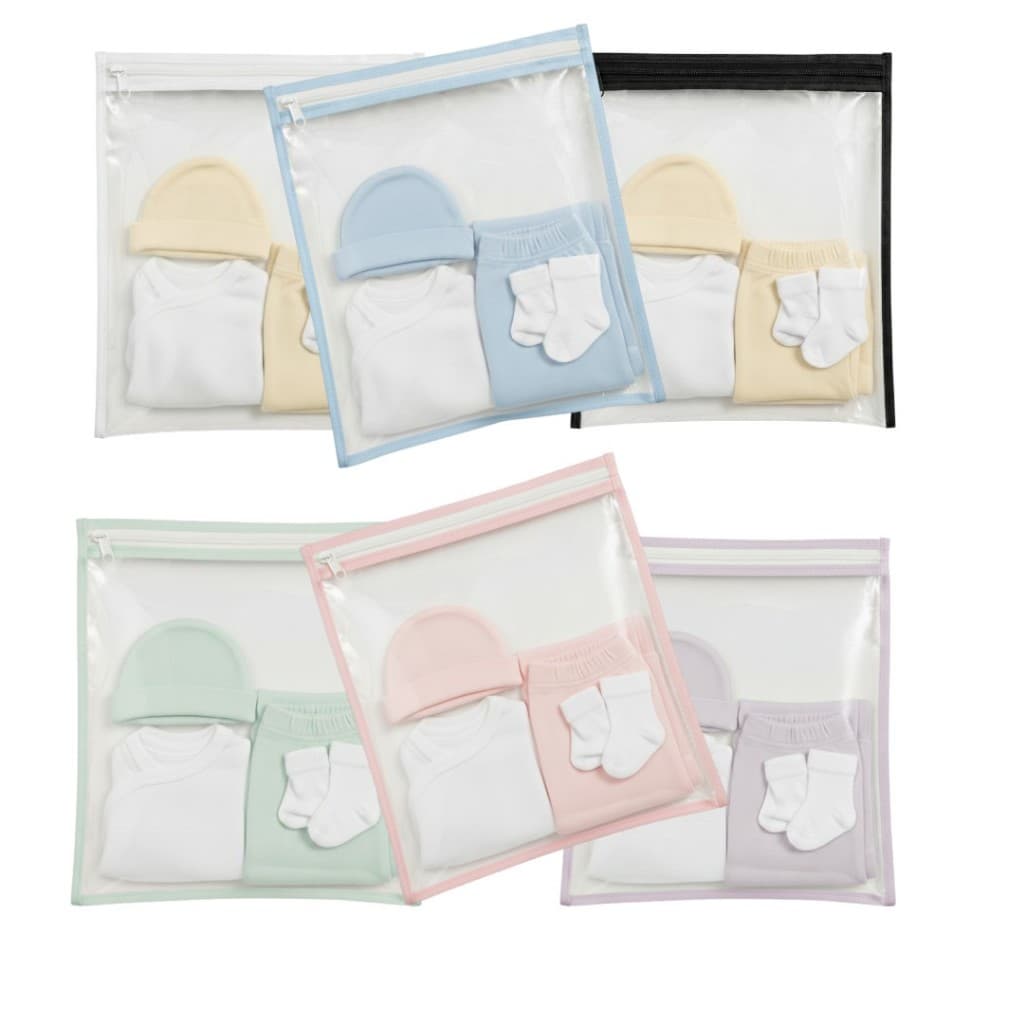 Saquinho Organizador Maternidade Transparente com Zíper – Kit 3 ou 6 Unidades Multiuso para Bebê
