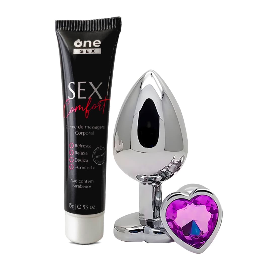 Kit Gel Lubrificante Anal Sex Comfort 15g + Plug Anal P, M ou G
