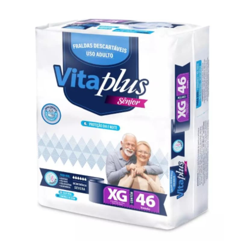 Fraldas Descartáveis Geriátrica Pacotão Vita PLUS HIPER XG 46 Unidades Pacotão