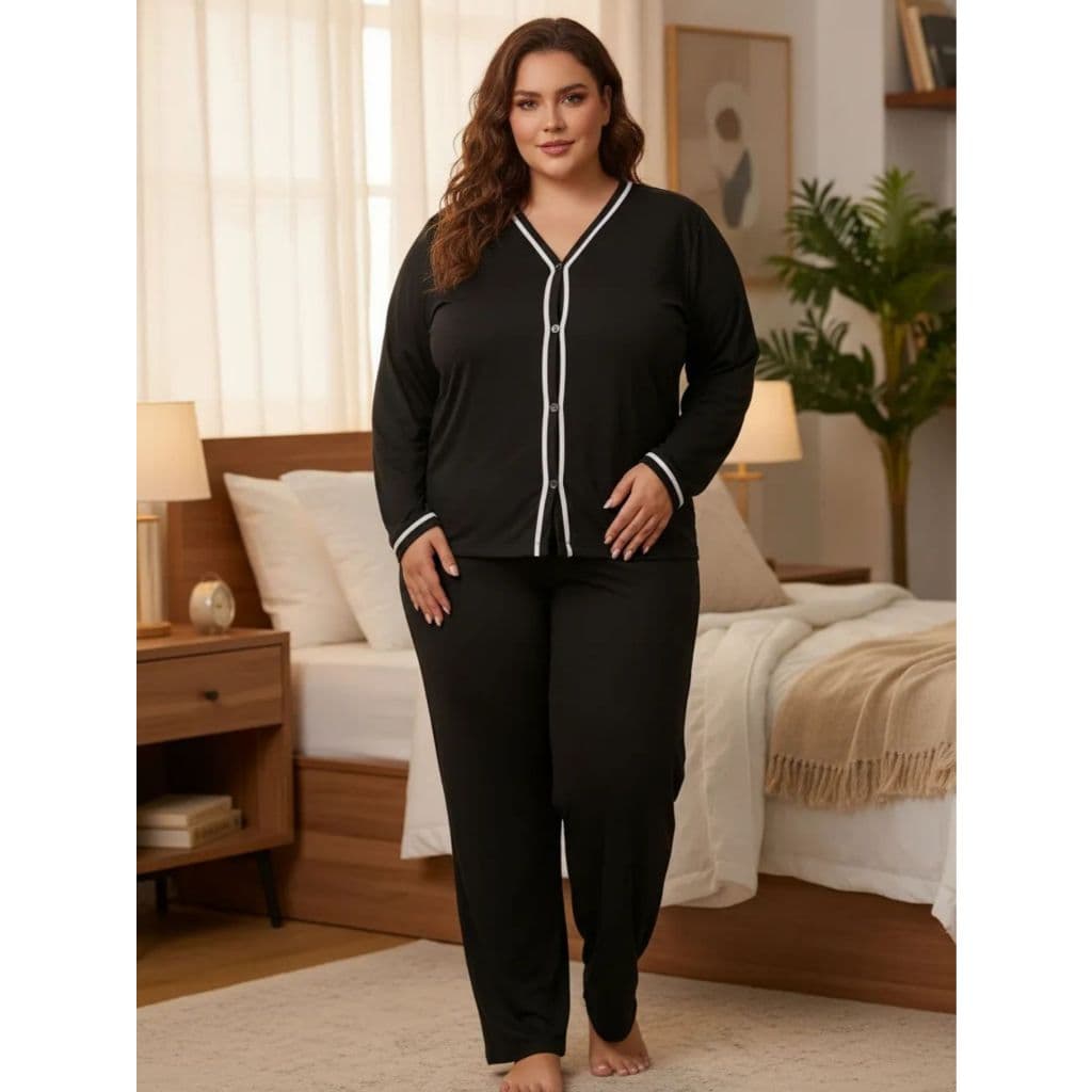 Pijama Inverno Plus Size Blusa Manga Longa e Calça Janaína 50 52 54 56