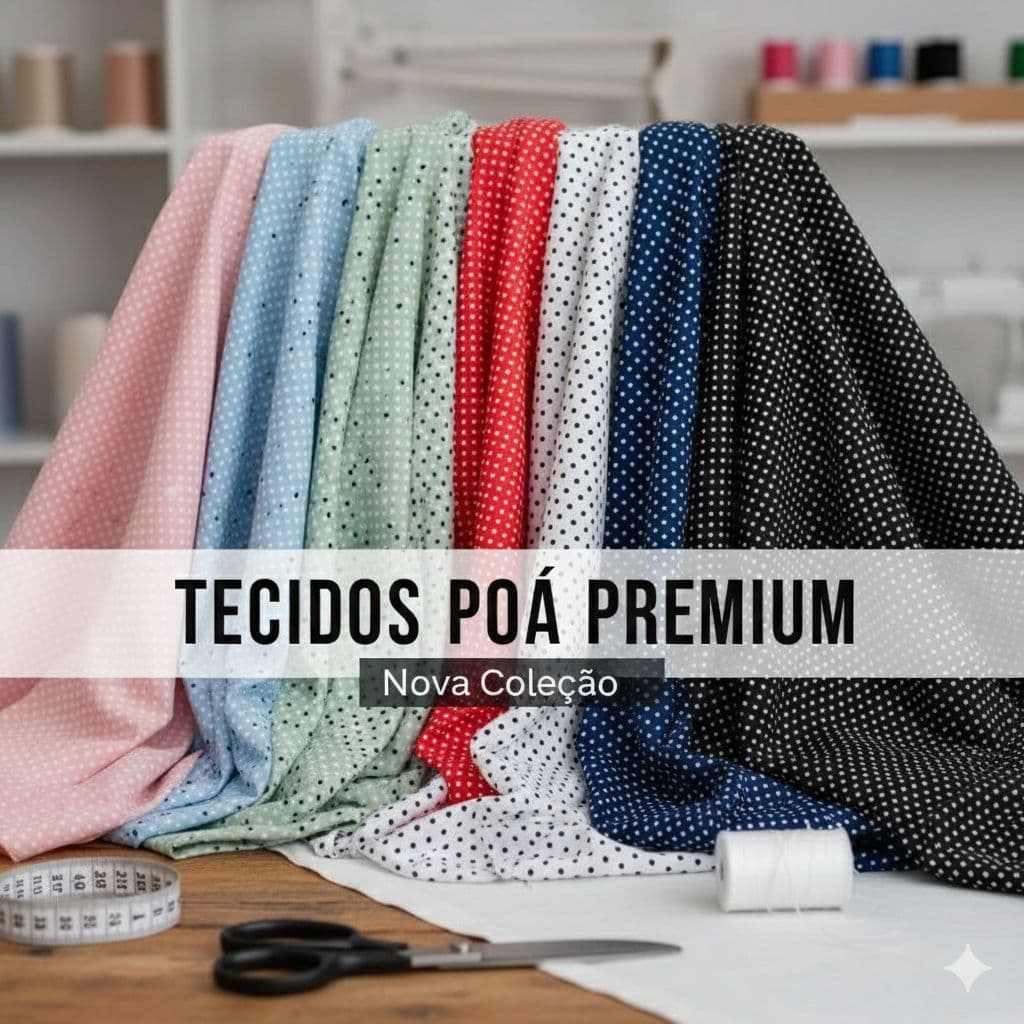 Tecido Tricoline 100% Algodão estampado poa - tecido premium.