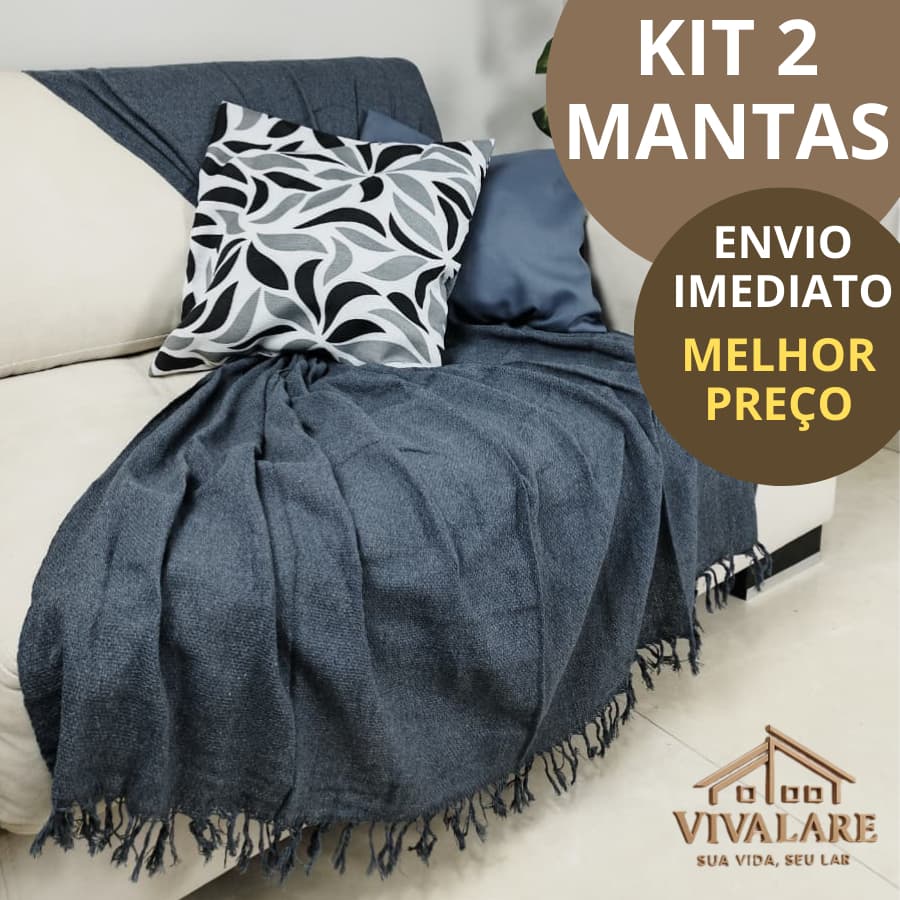 KIT 2 Manta de Sofá Artesanal em Algodão 120x210cm – Cobertura Decorativa Aconchegante Promoção