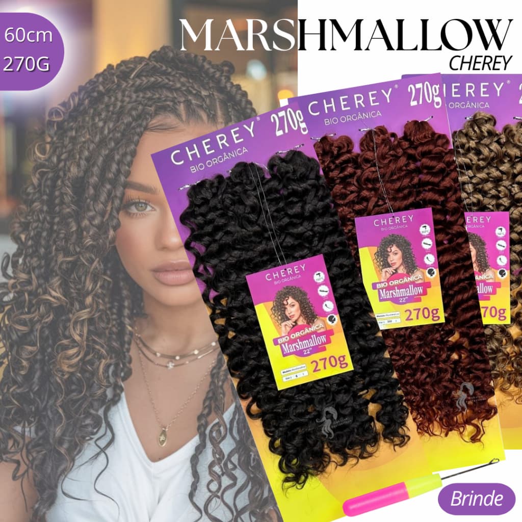 Cabelo Bio Orgânico Cacheado 270g Crochet Marshmallow 55cm