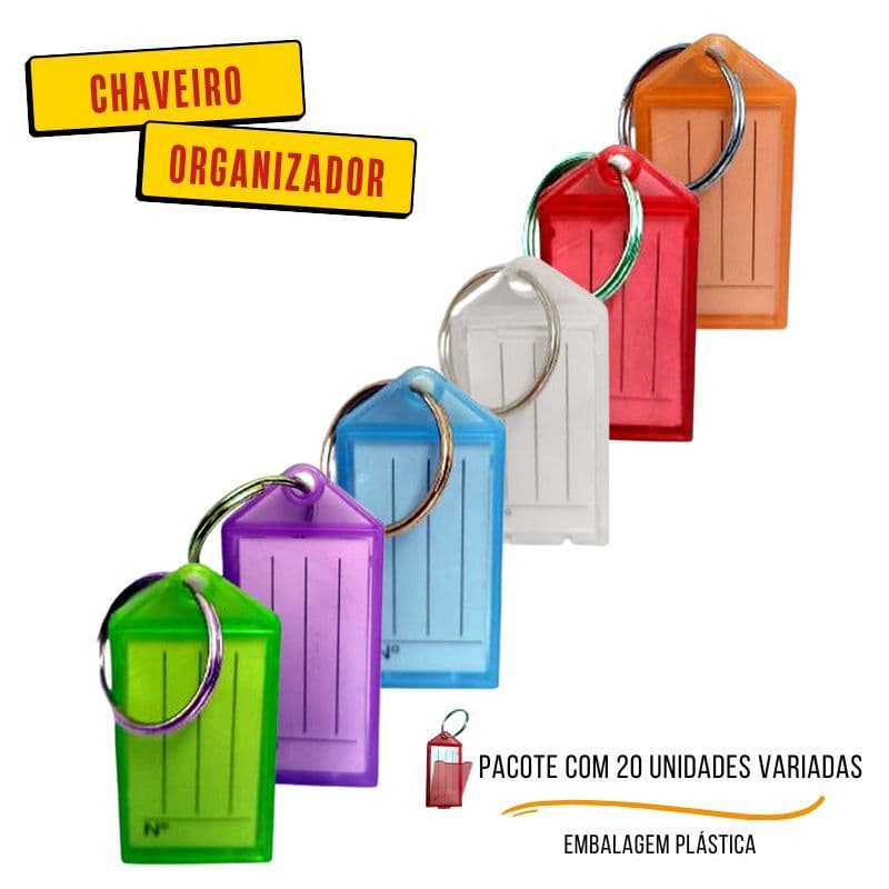 20 Chaveiros Organizador Identificador Escritório Armários