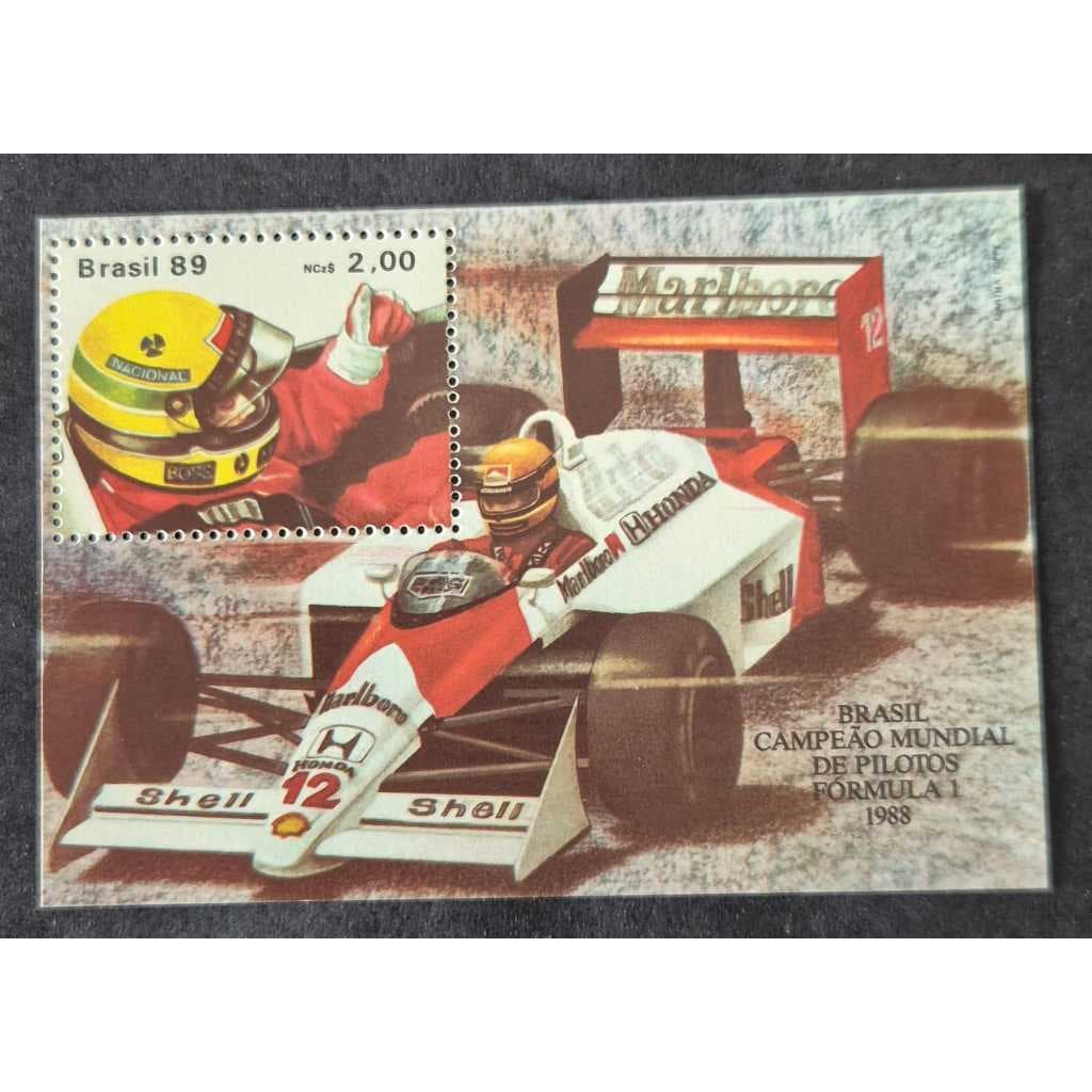 Bloco de selos dos correios B79 - Ayrton Senna - Filatelia.