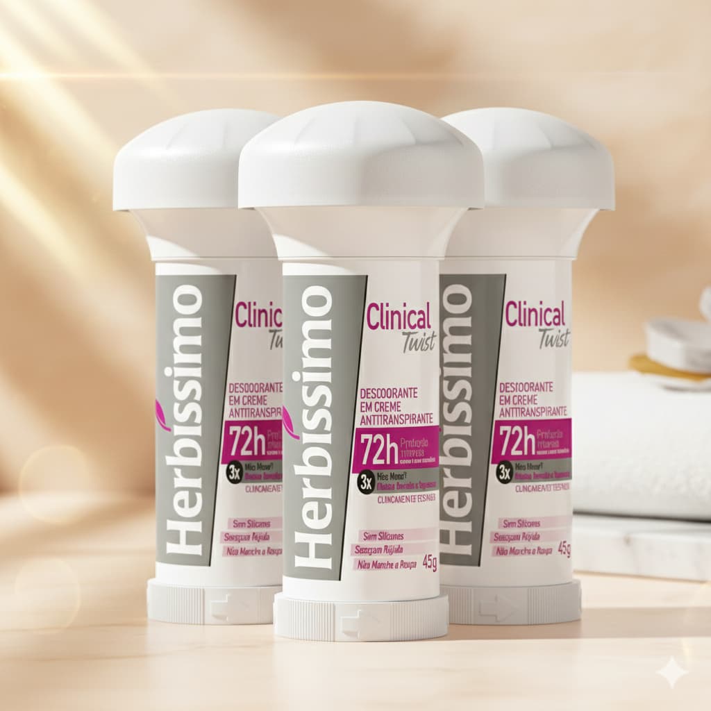 Kit Desodorante Twist Antitranspirante Herbíssimo Clinical Rosa 45G (3 unidades)