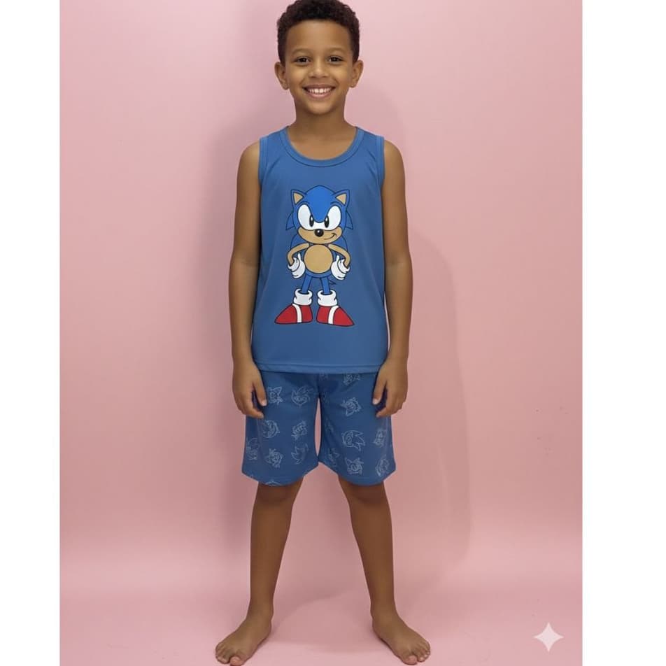Pijama Masculino Infantil Regata de Personagem Estampado
