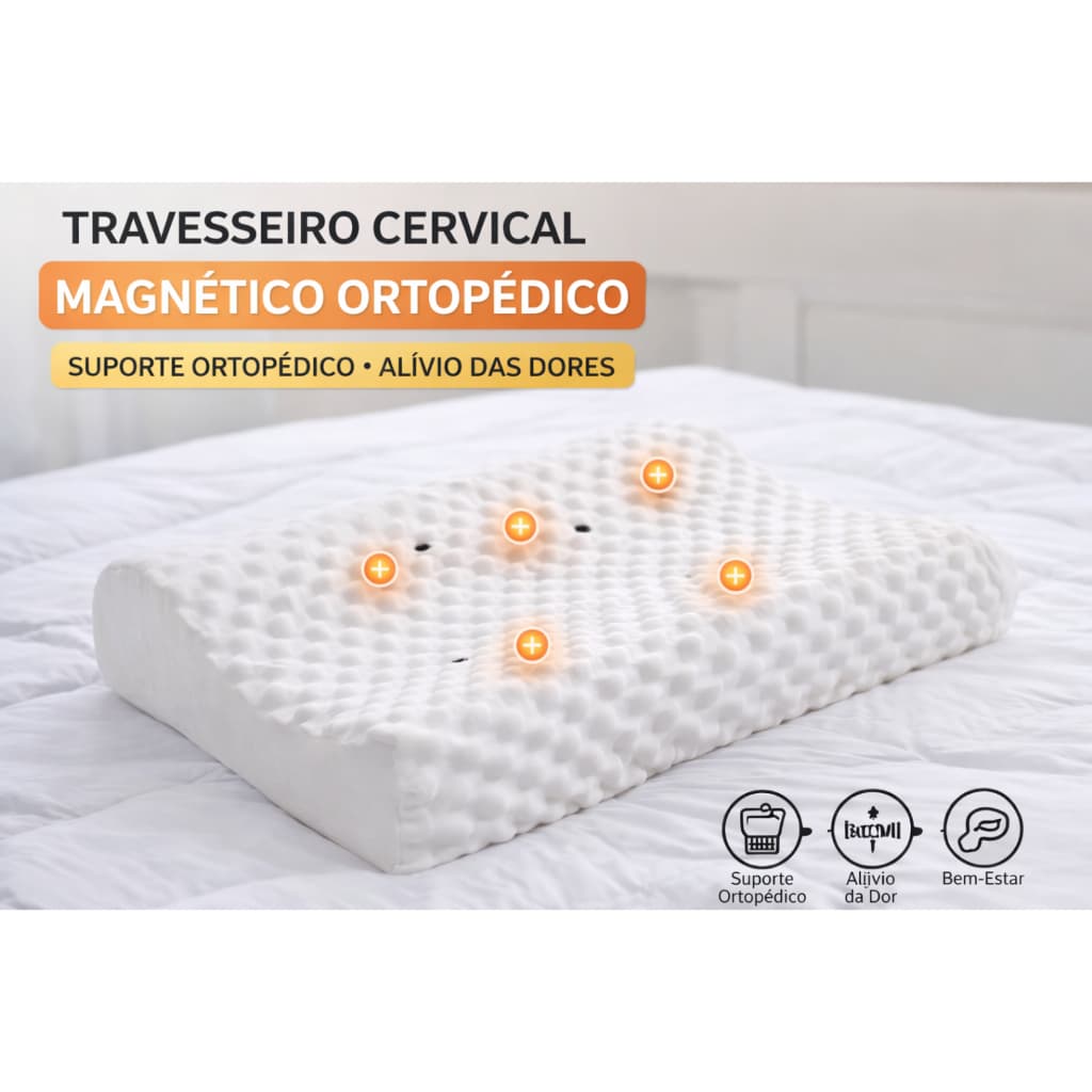 Travesseiro CERVICAL Ortopédico Magnetico com Infravermelho Terapêutico Pillow Anatômico Anti Ronco