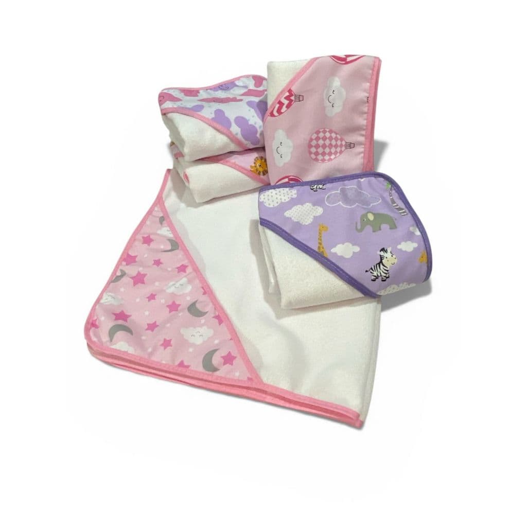 Toalha de Banho Bebê com Capuz em Algodão Macio 70x75cm