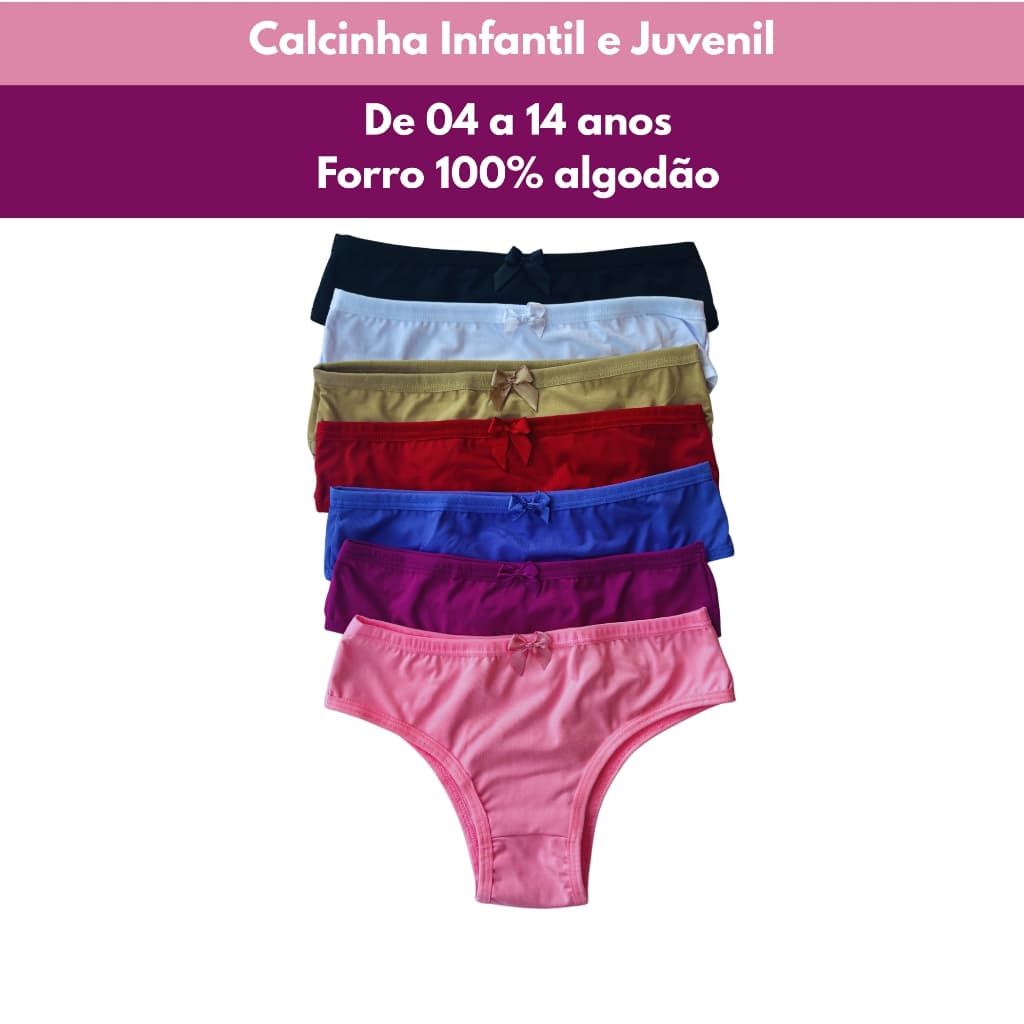 Kit Calcinha Infantil Juvenil Menina Moça Forro 100% Algodão
