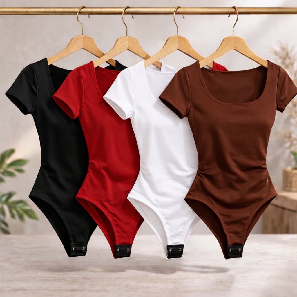 Body Feminino Estiloso Tamanhos PP até G1 Plus Decote Quadrado Elegante Com Forro Duplo Verão