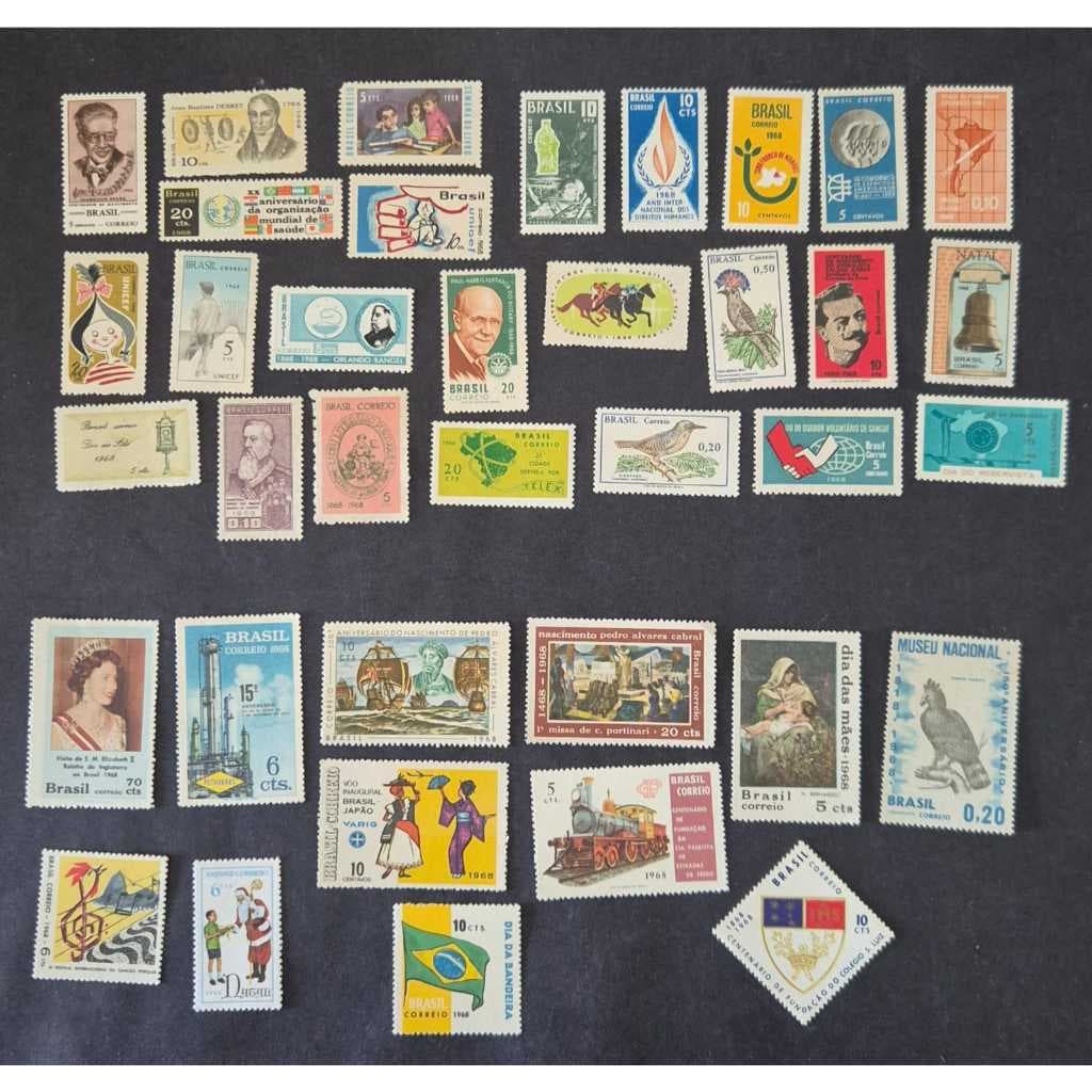 Ano completo com selos MINT dos correios do ano de 1968. Filatelia