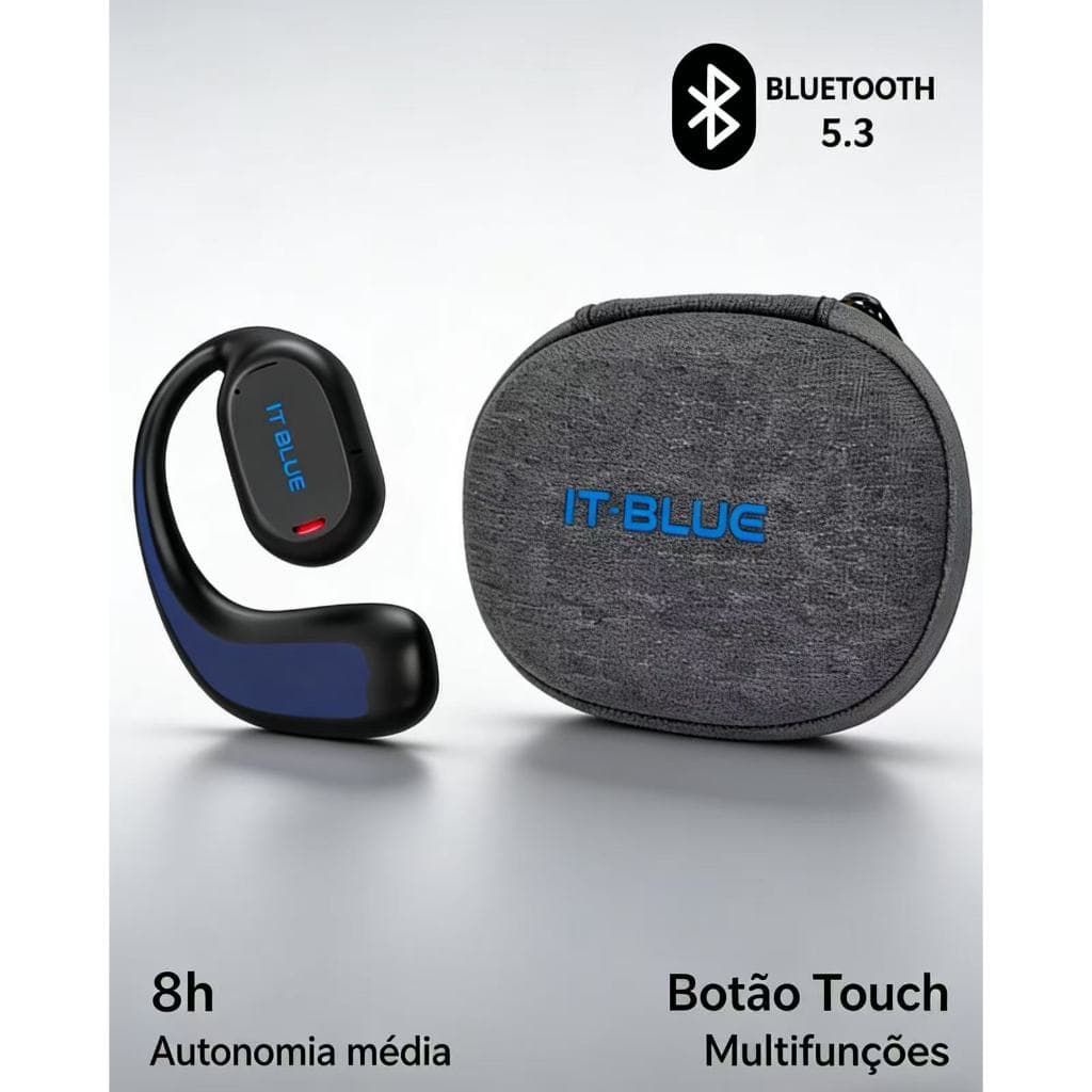 fone de ouvido bluetooth 5.3 IT-BLUE LE-2415 Conducao ossea Esportivo 8h preto