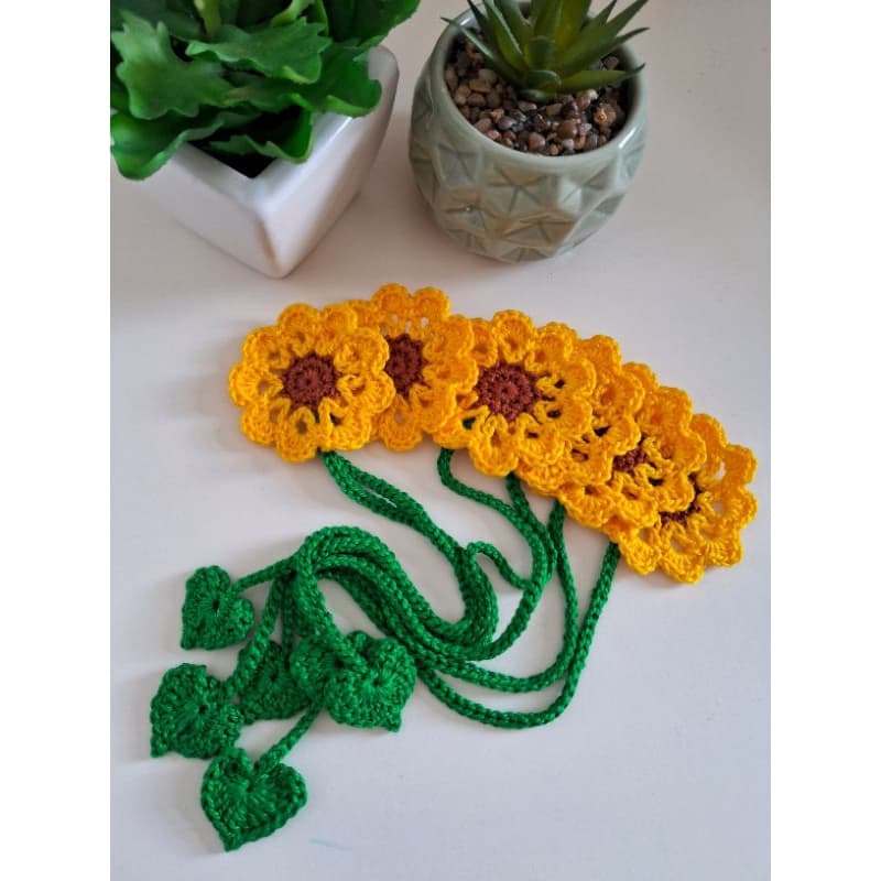 Kit Marcador de Páginas Livros Girassol Flor Crochê com 6, 9, 12 e 24 unidades