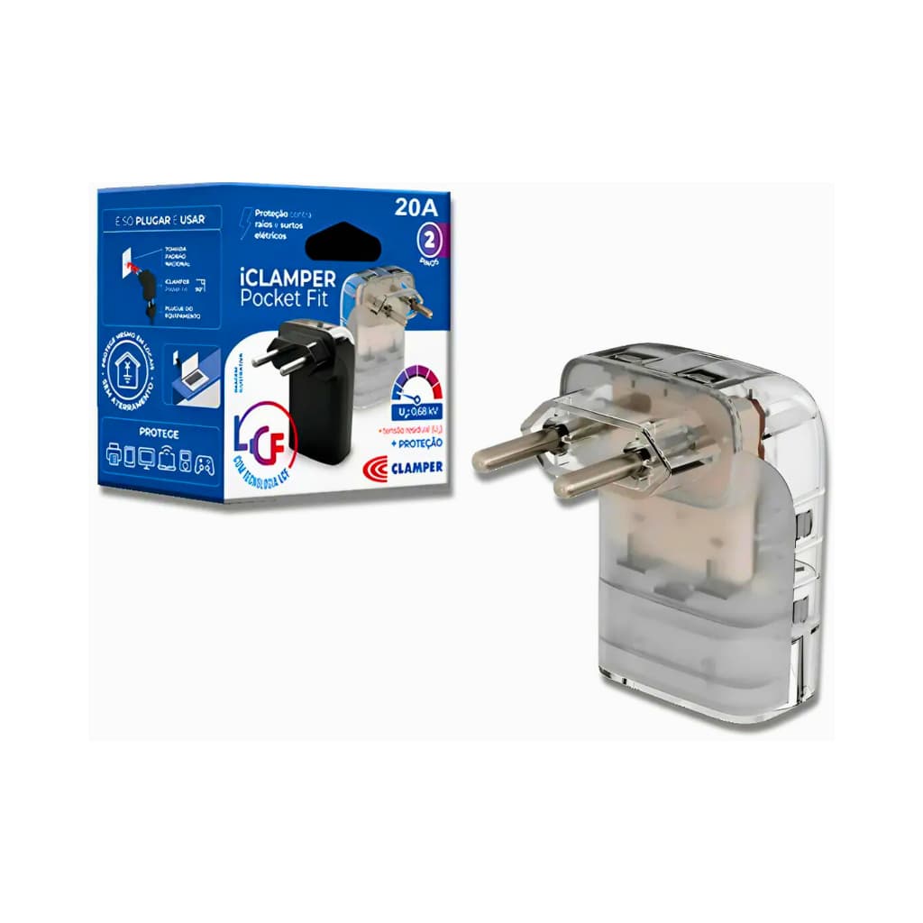 Protetor Contra Surto Dps Pocket Fit 2p 20a Trans Clamper 127/220v