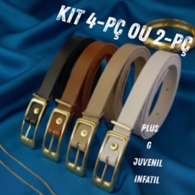 cinto feminino -retangular-dour        KIT 4 pç cor preto/brnco/nude/caramelo tamanhos cinto plus/único/juvenil/infantil