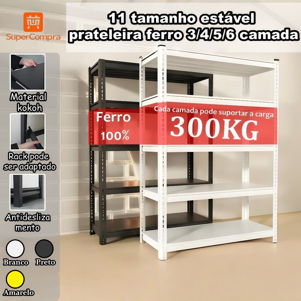 Estante Prateleira de aço resistente reforçada carga elevada arrumação prática para home escritório