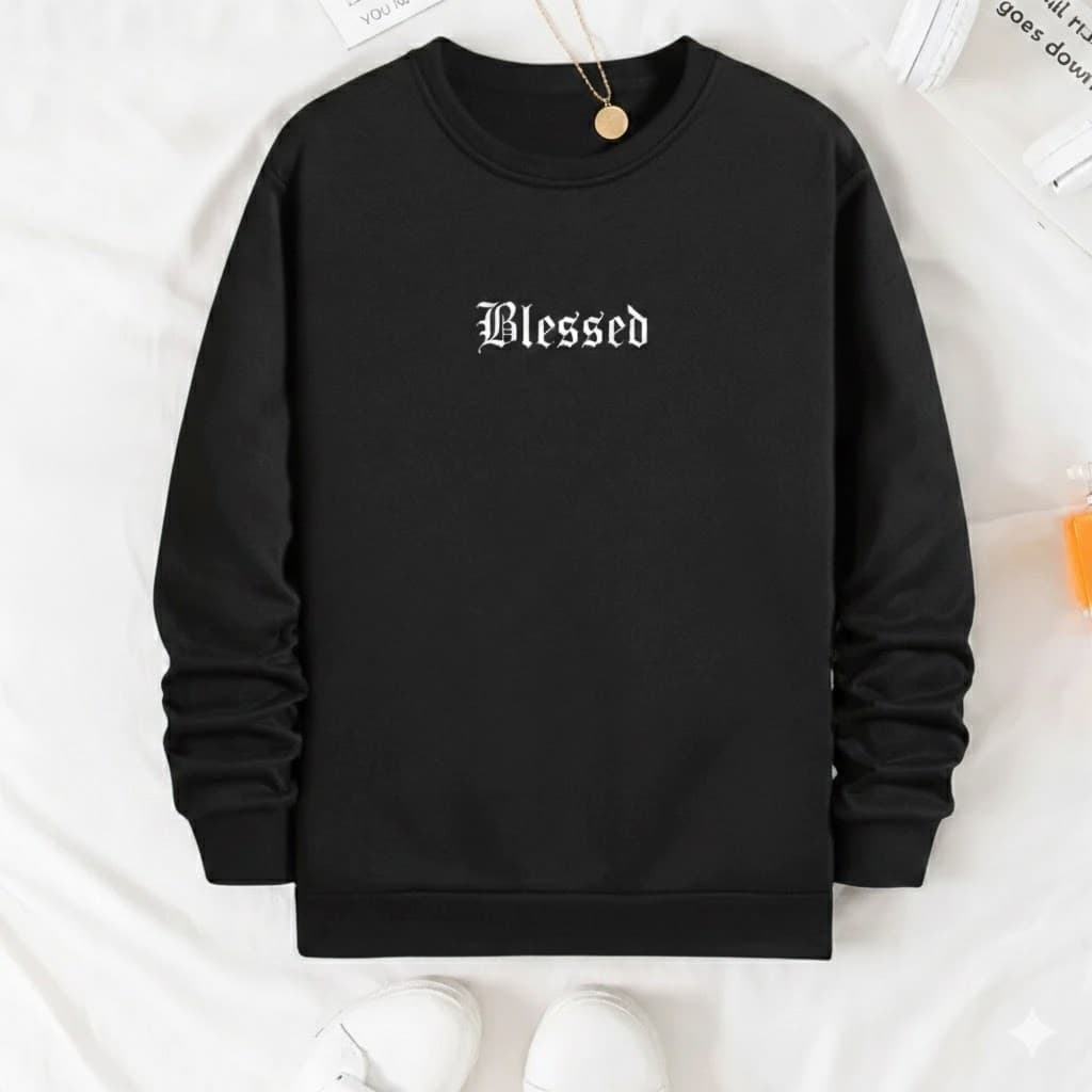 POLAR BEAR Moletom Careca Casual Confortavel Ideal Para O Inverno Estampado Blessed