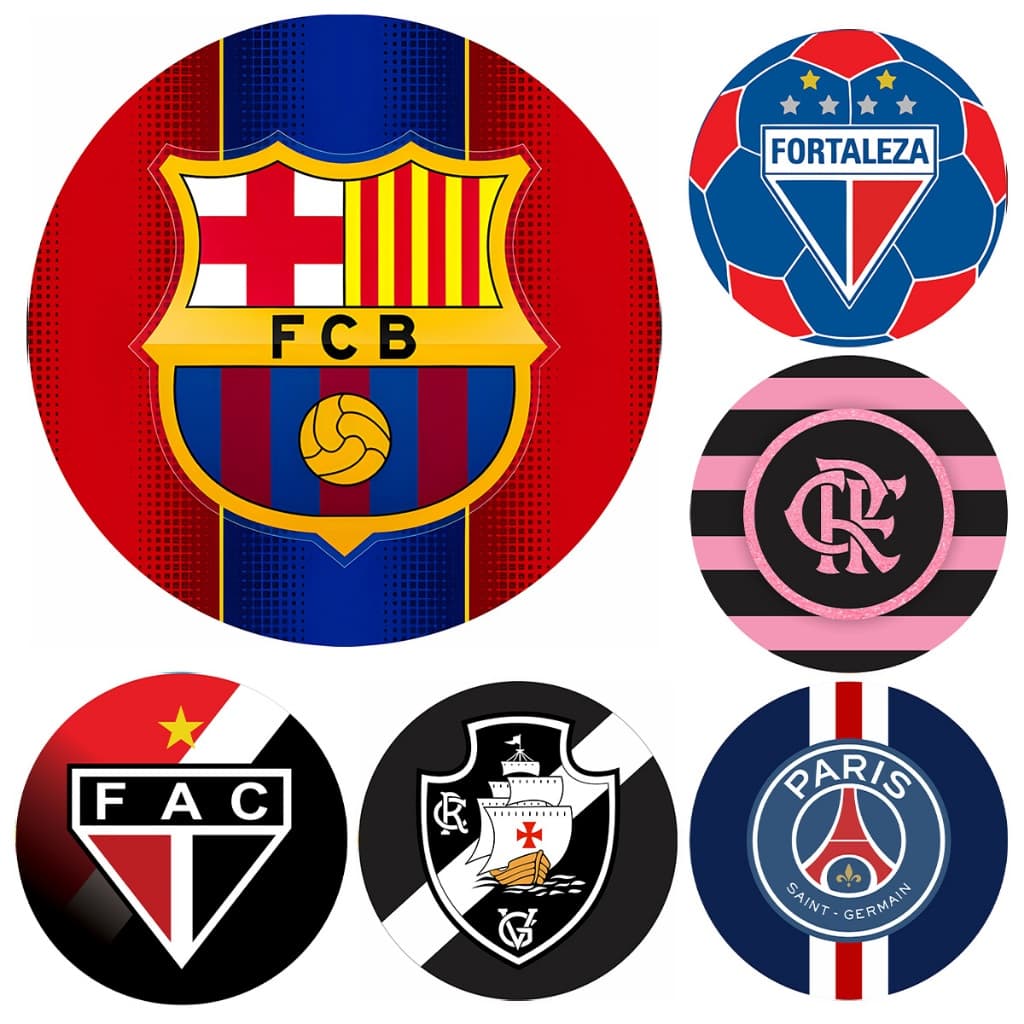 Capa Tecido Painel Redondo 50cm Sublimado Veste Fácil Elástico Decoração Festa Time de Futebol