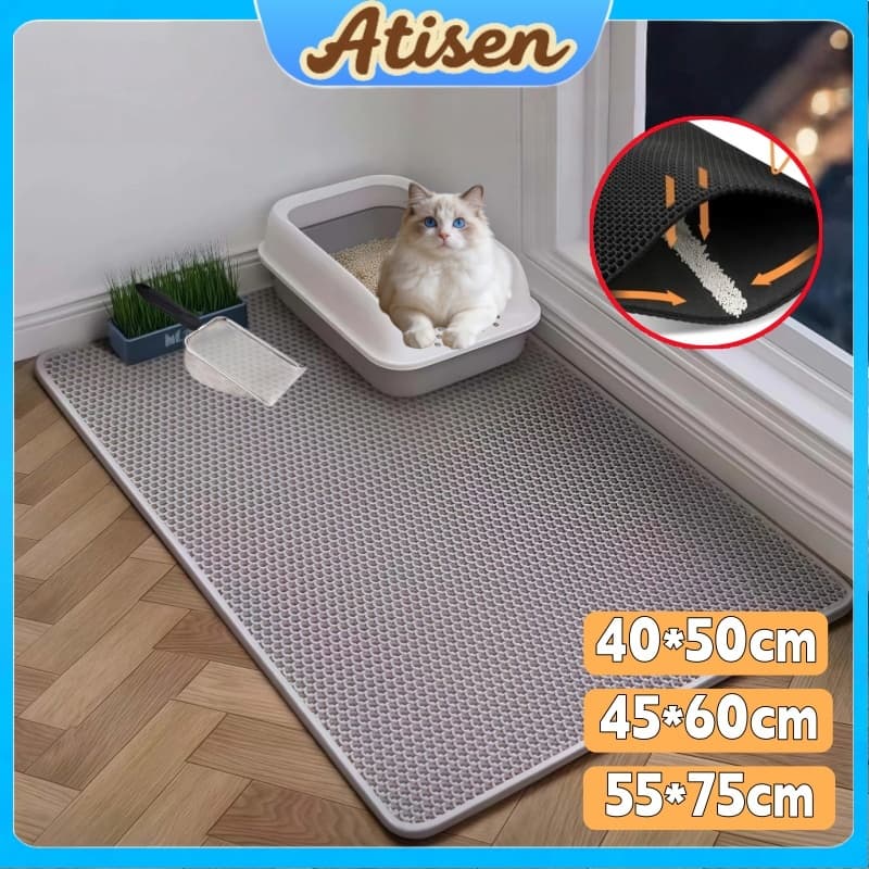 Tapete de Areia para Gatos Grande Dupla Camada EVA À Prova d'água Controle de Dispersão Menos Resíduos