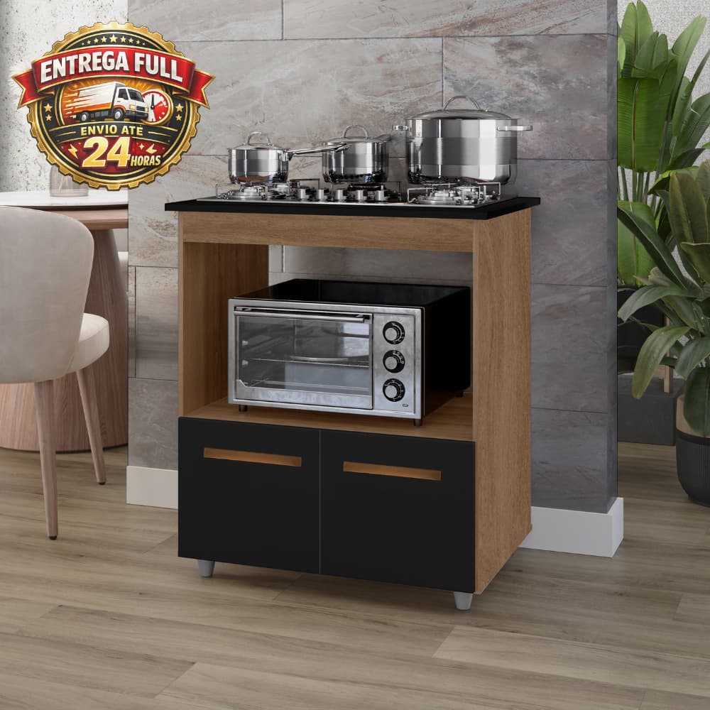 Balcão Para Cooktop 4 e 5  Bocas 2 Portas Armário de Cozinha Elisa - TrialMoveis