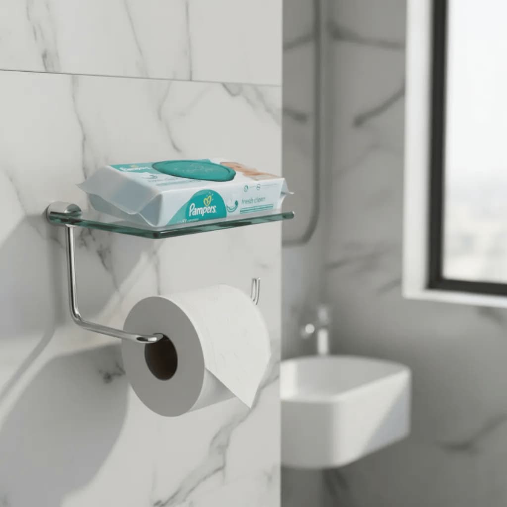 Suporte Para Papel Higiênico com Porta Celular. Papeleira Porta Papel Higiênico Porta Celular Luxo