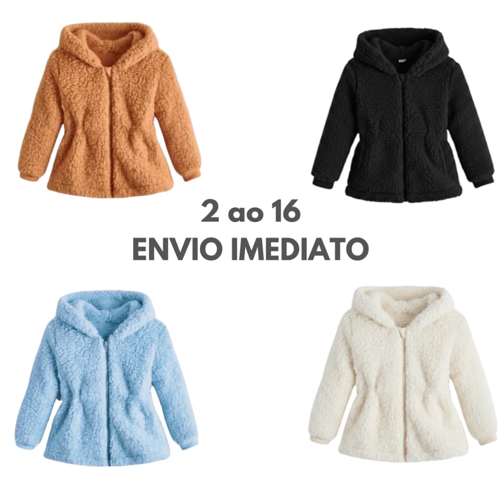 Blusa Infantil Masculina Teddy Ted Tedy Lã Com Blusa de Frio Capuz Touca Quente MeninoMasculino Preto Marrom Branco
