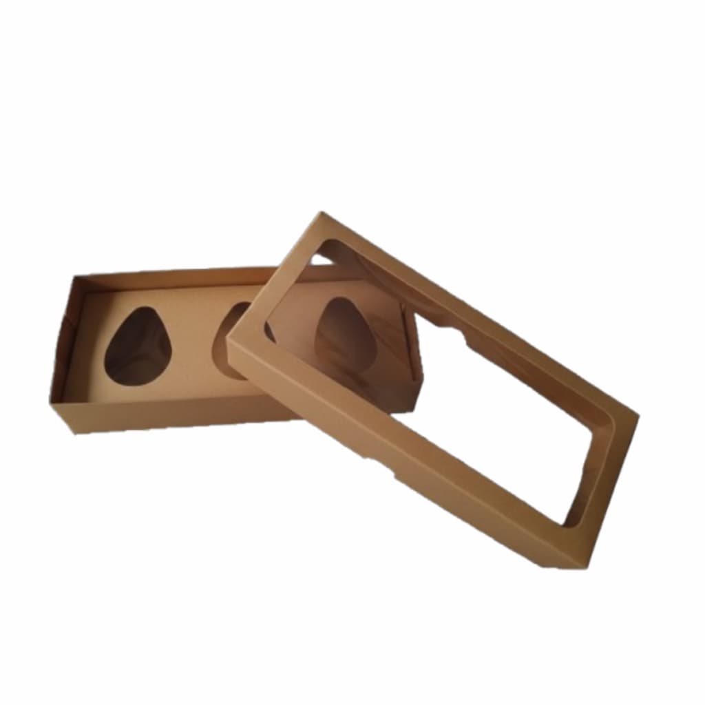 10 Caixinhas p/ Ovo de Colher com visor de acetato - 3 ovos de 50g ideal para ovo de pascoa kraft