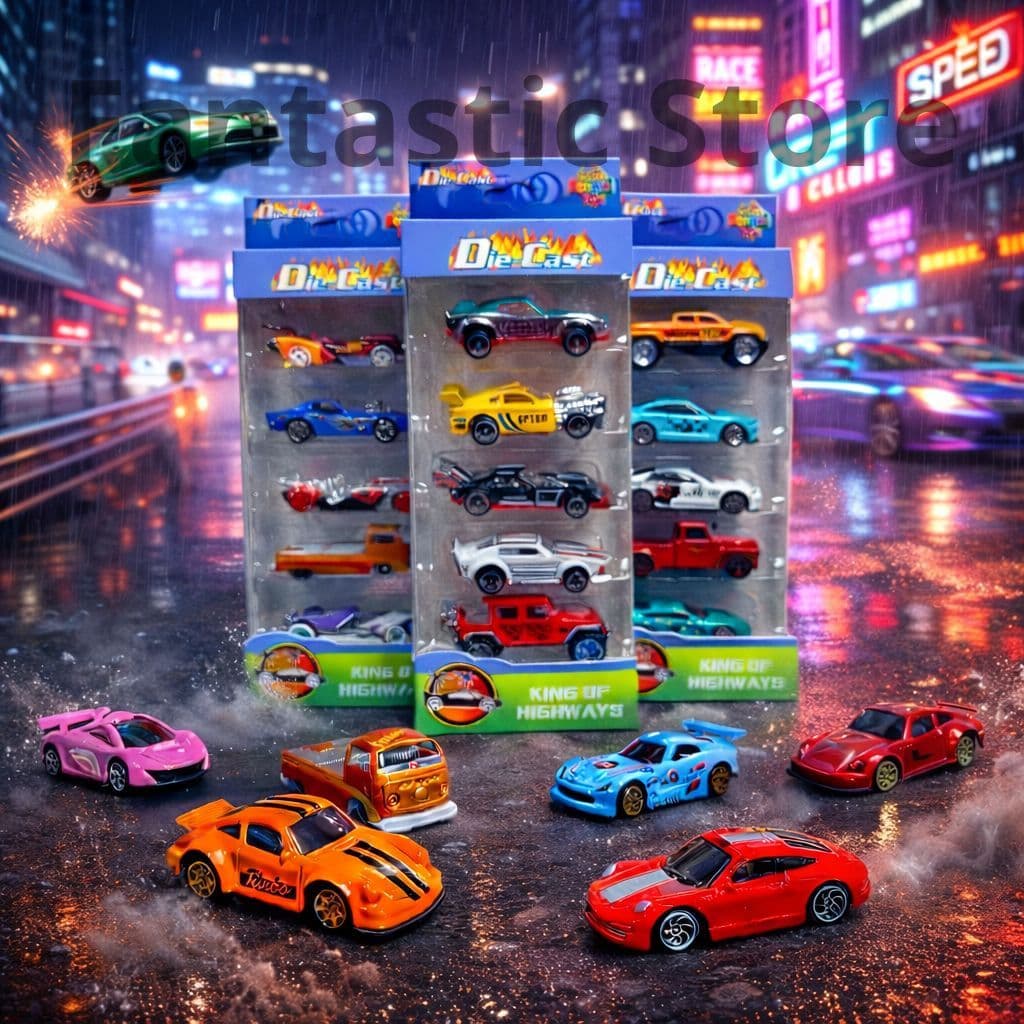 Kit com 5 Carrinhos de Ferro Estilo Hot Wheels | Presente Infantil Perfeito