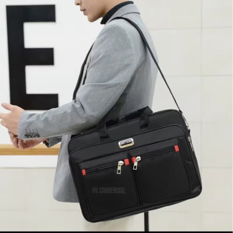 Maleta Pasta Executiva Notebook Elegante Resistente Nylon Cor Preto Tamanho da tela 15