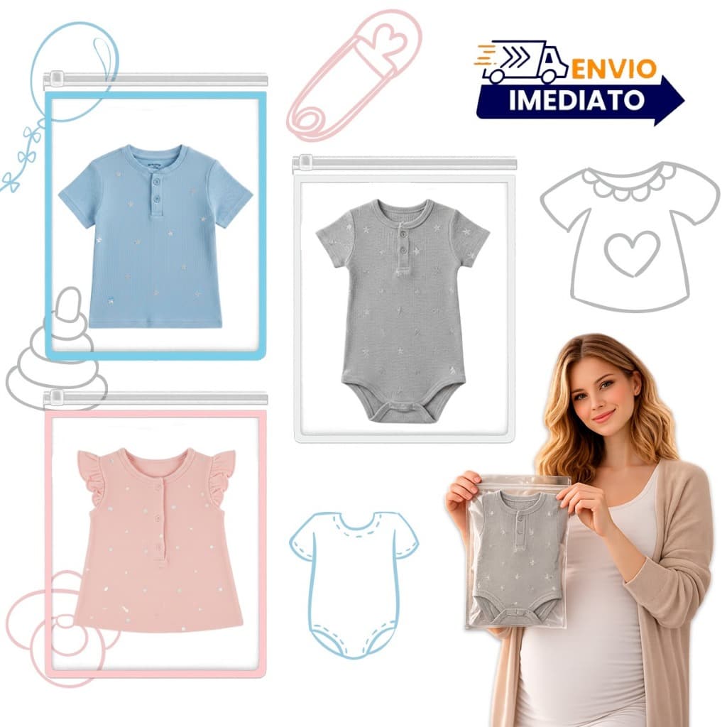 Kit 10 Saquinhos Maternidade Multiuso Organizador Necessaire Com Zíper