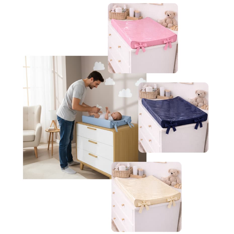 Trocador Anatômico de Cômoda Americano 55x40cm Impermeável Capa Removível Luxo Rosa Azul Cinza Branco